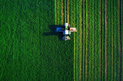 Agriculture tractor field plowing 2