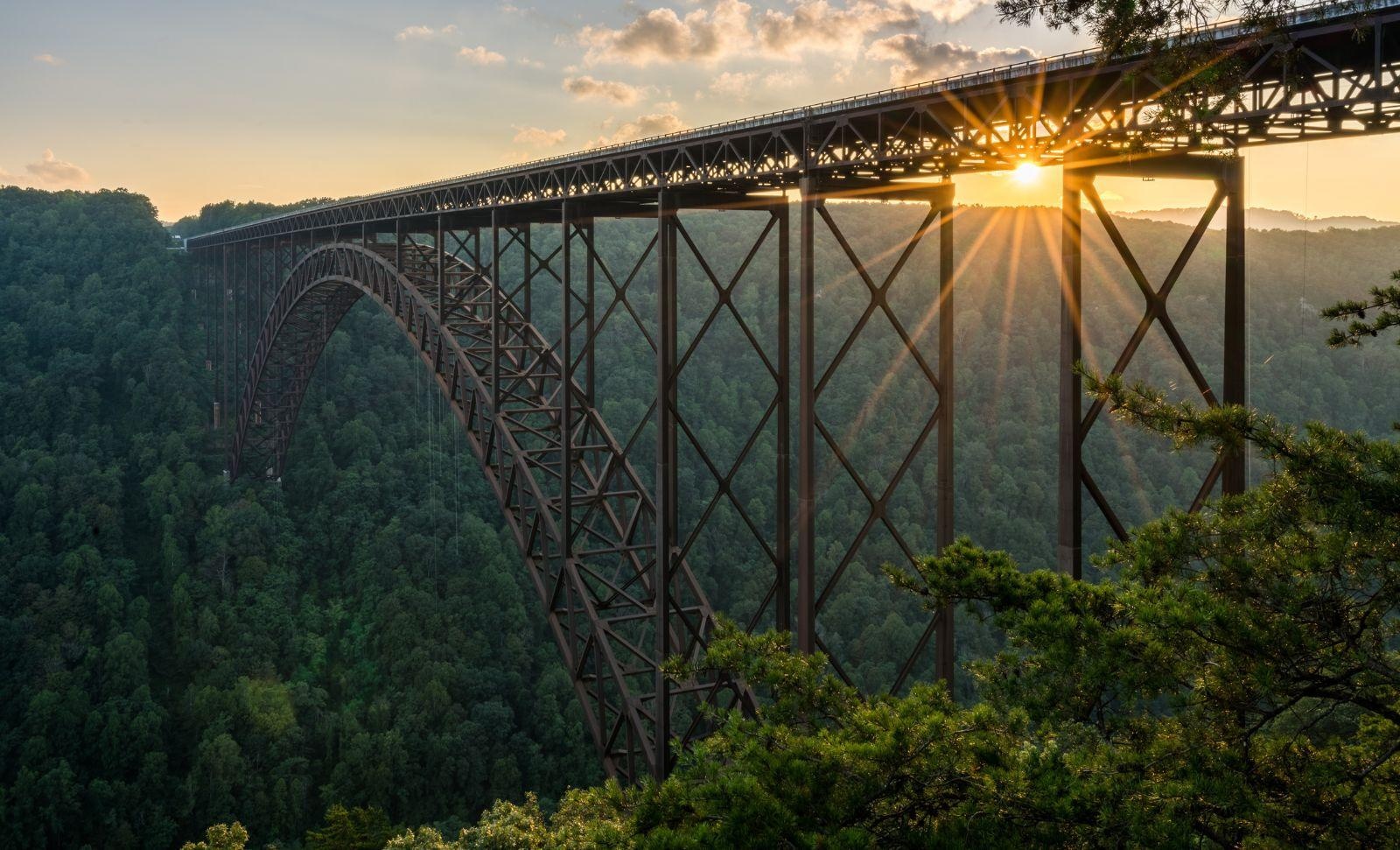 Sunset bridge forest