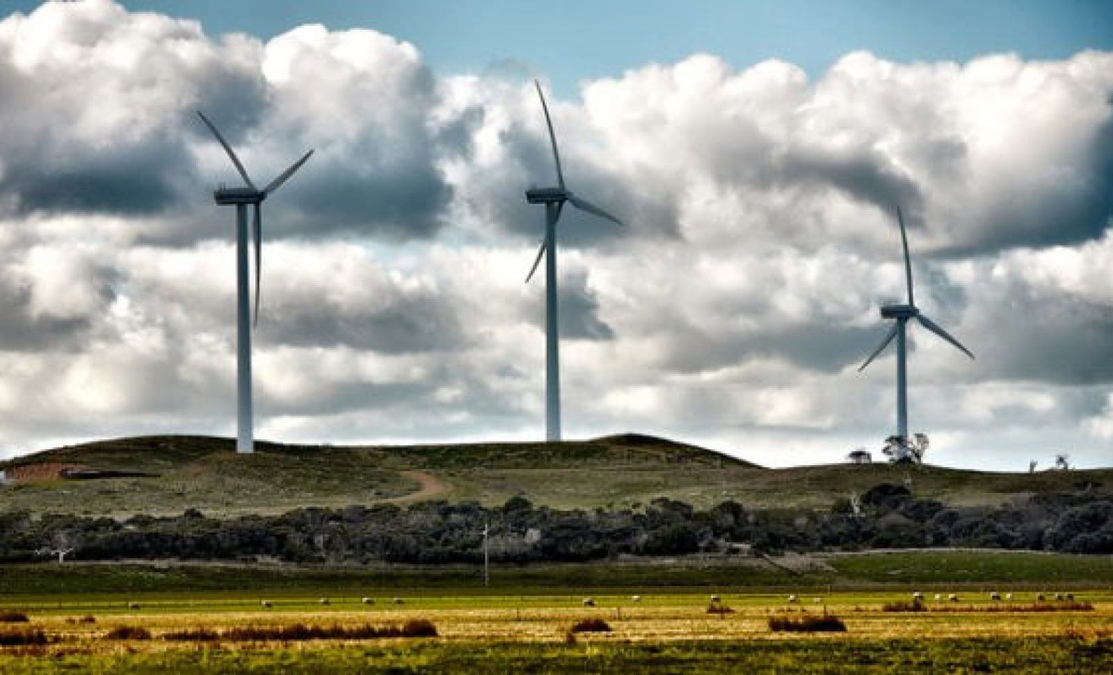 Wind turbines hills