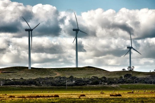 Wind turbines hills